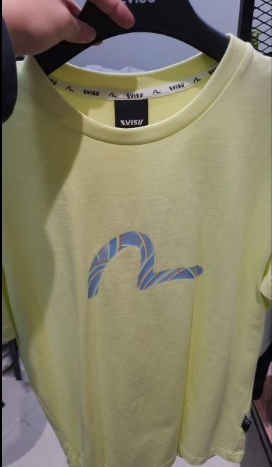 [S] EVISU PLANNED METAL BIG HILLS LOOSE FIT SHORT SLEEVE T-SHIRT, YELLOW, EU5UTS902-YELLOW (SEV62)