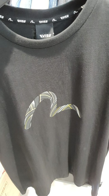 [S] EVISU PLANNING METAL BIG HILLS LOOSE FIT SHORT SLEEVE T-SHIRT,BLACK, EU5UTS902-BLACK (SEV64)