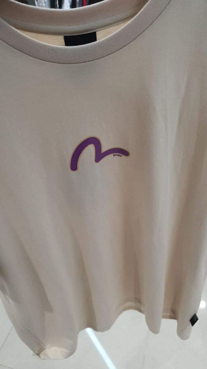 [S] EVISU PLANNING HILLS METAL LOOSE FIT SHORT SLEEVE T-SHIRT,BEIGE, EU5UTS907R1-BEIGE (SEV65)