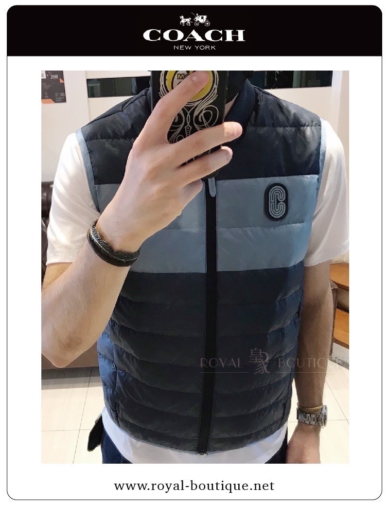 COACH 雙色拼接鴨絨背心