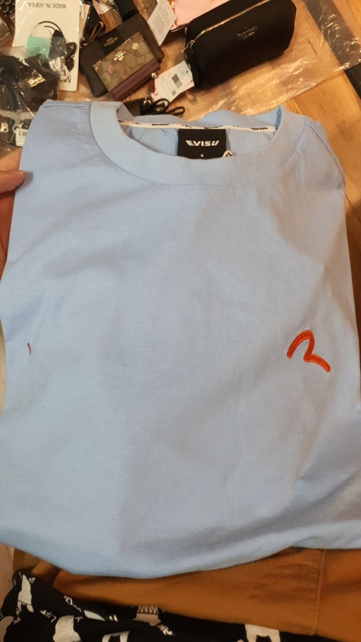 [S] EVISU SMALL LOGO TEE SHIRT,BLUE, EU5UTS923-BLUE (SEV54)