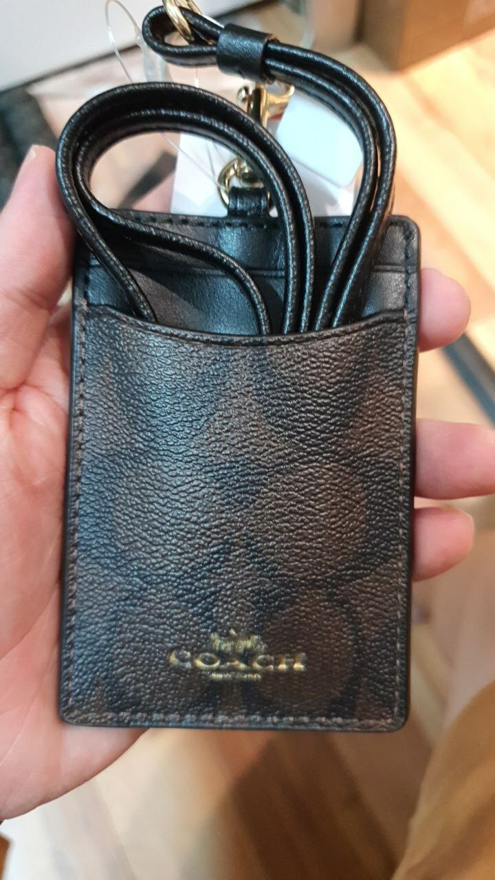 [S] COACH F63274 SIG PVC LANYARD ID,BROWN/BLACK, 888067697926 (SCO40)