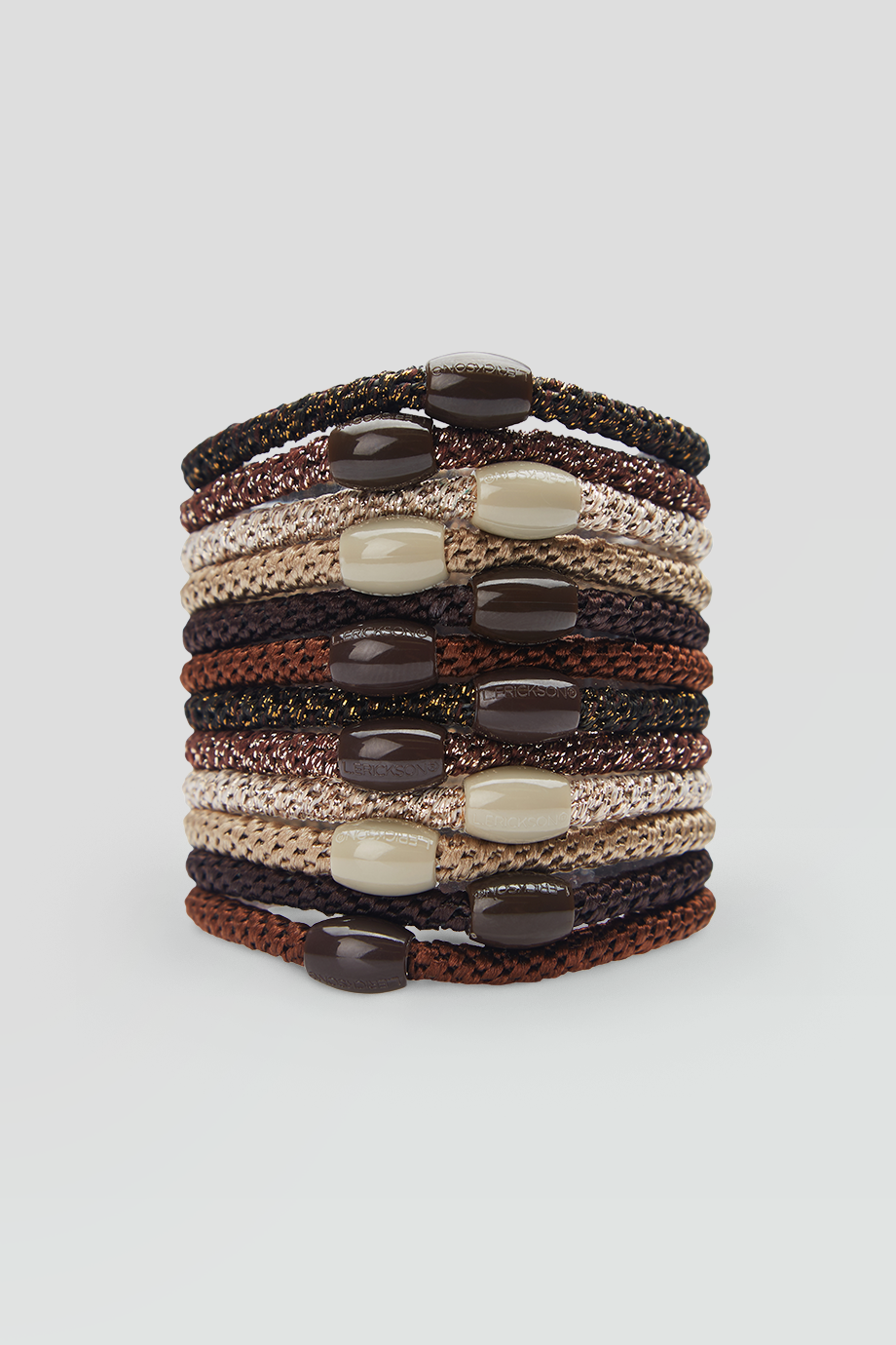 L. ERICKSON｜細版彈力髮圈-12入-摩卡色