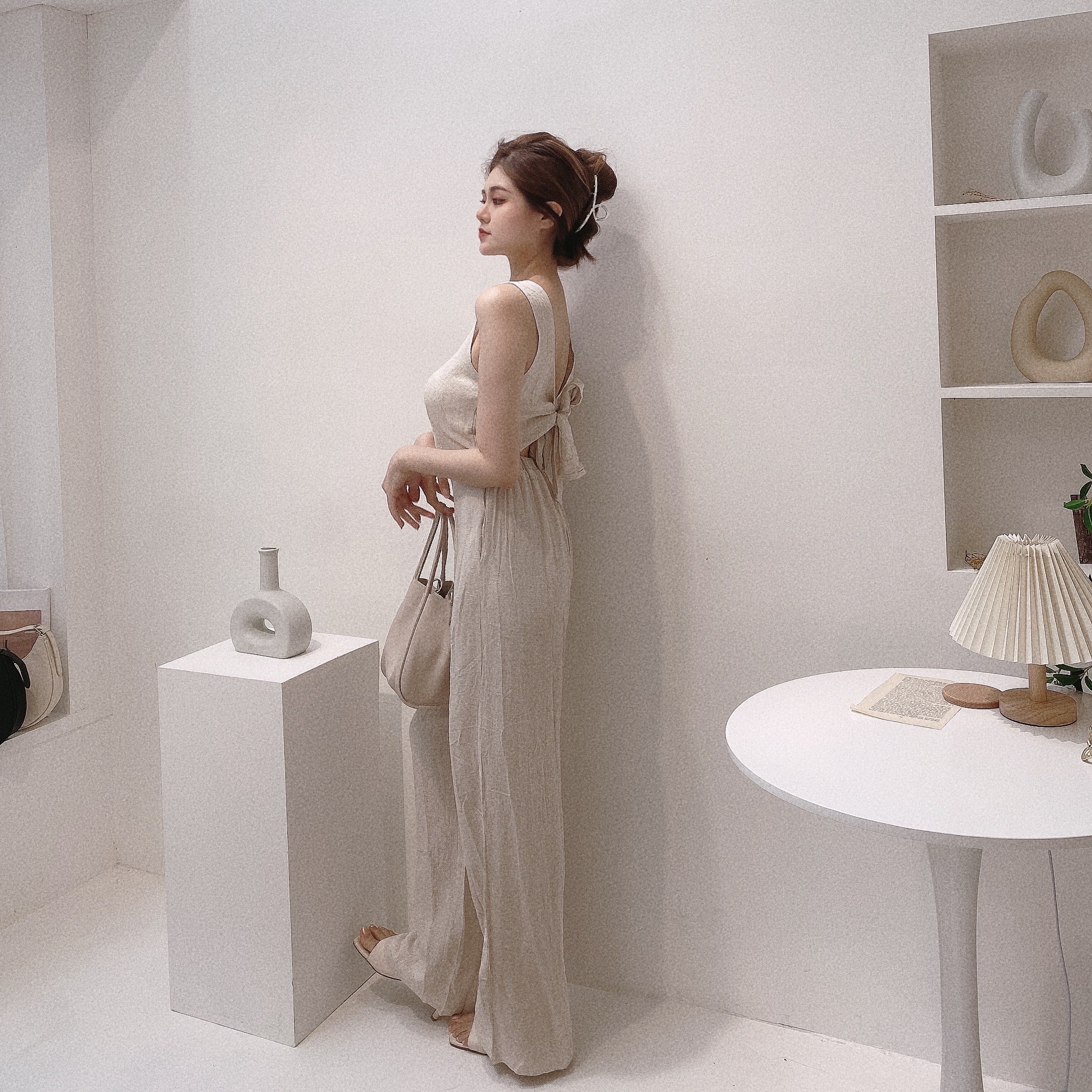 棉麻後綁露背連身褲/二色【C02270502】