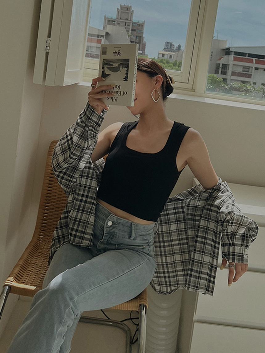 大U領短版胸墊背心*4色