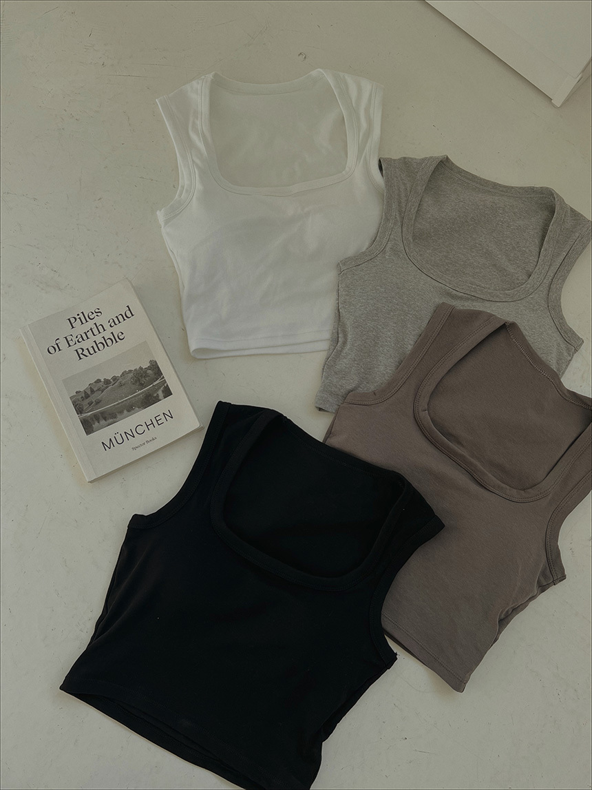 大U領短版胸墊背心*4色