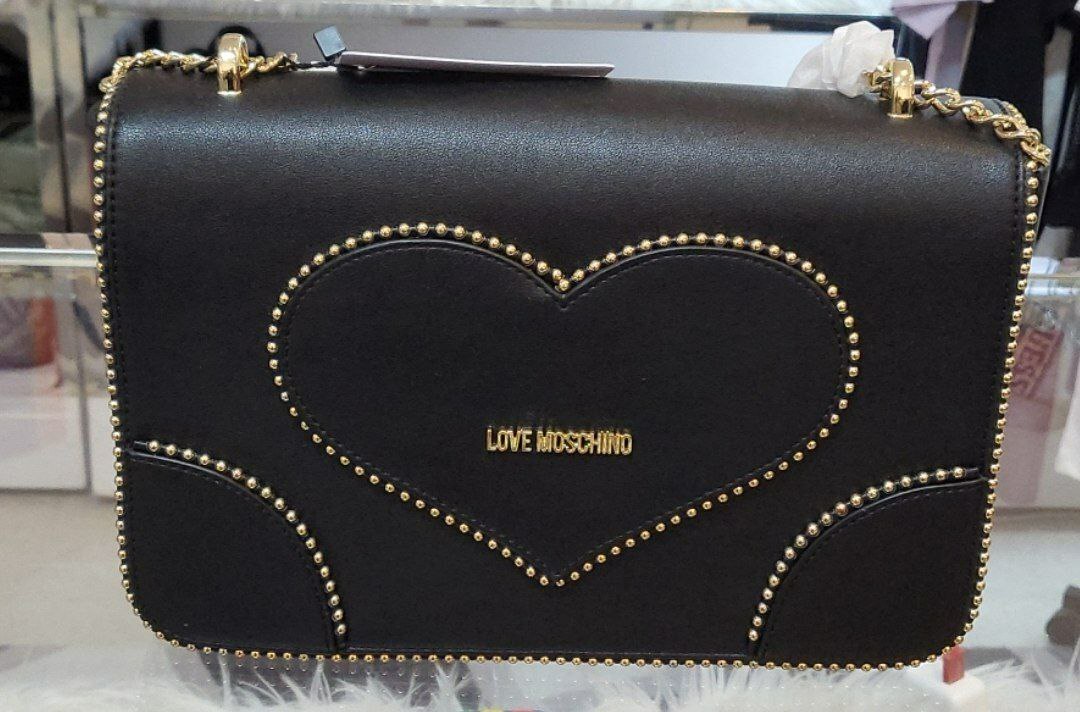 [S] LOVE MOSCHINO FAUX LEATHER SHOULDER BAG,BLACK, 8059610660816 (SLM71)