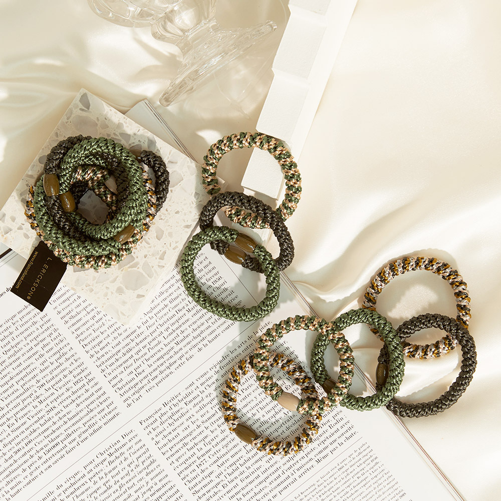 L. ERICKSON 彈力髮圈8入-粗版〈熱帶雨林〉