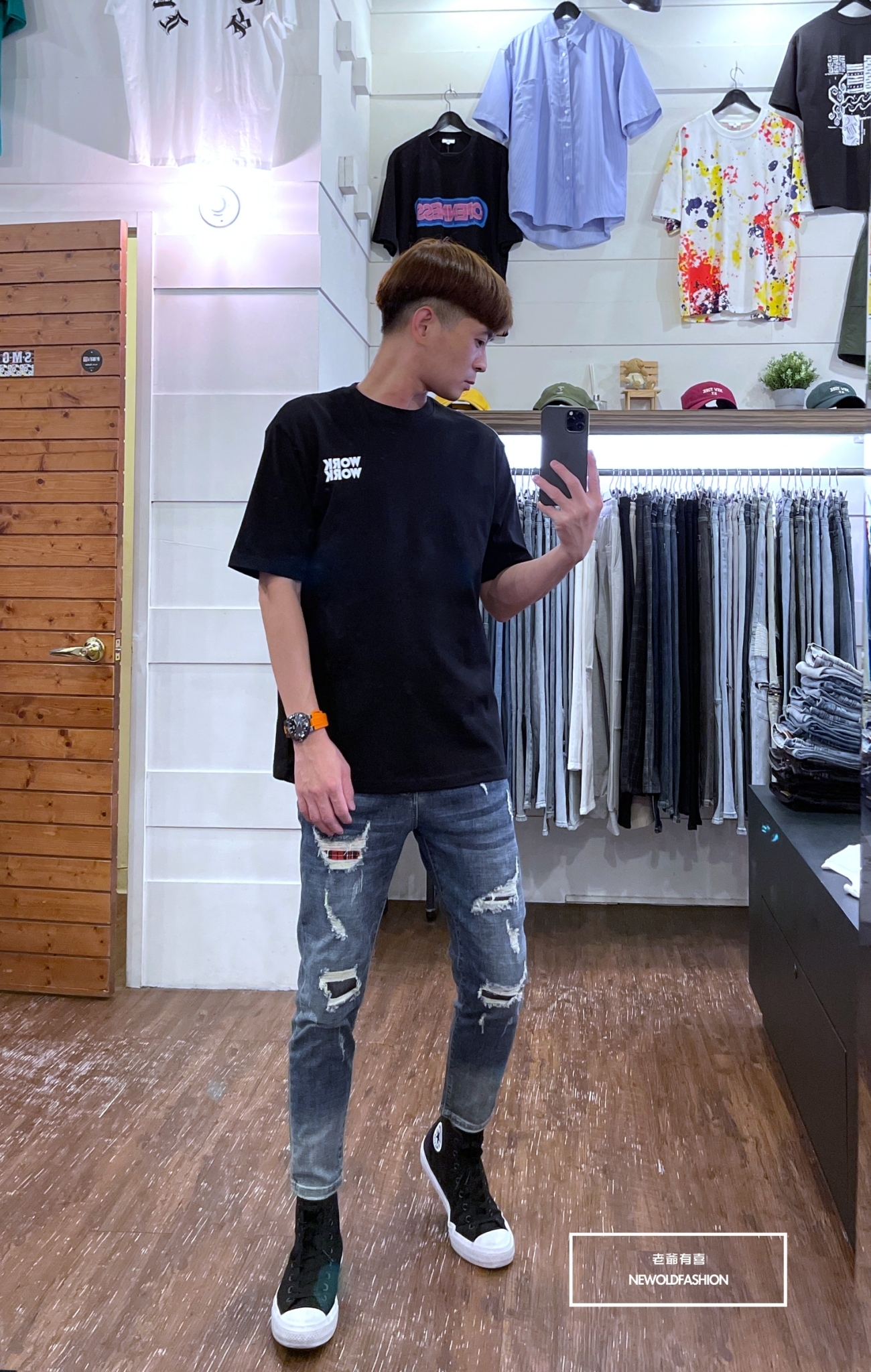 『新品上市』重磅格紋紅補丁九分小直筒褲(NOF22063556)