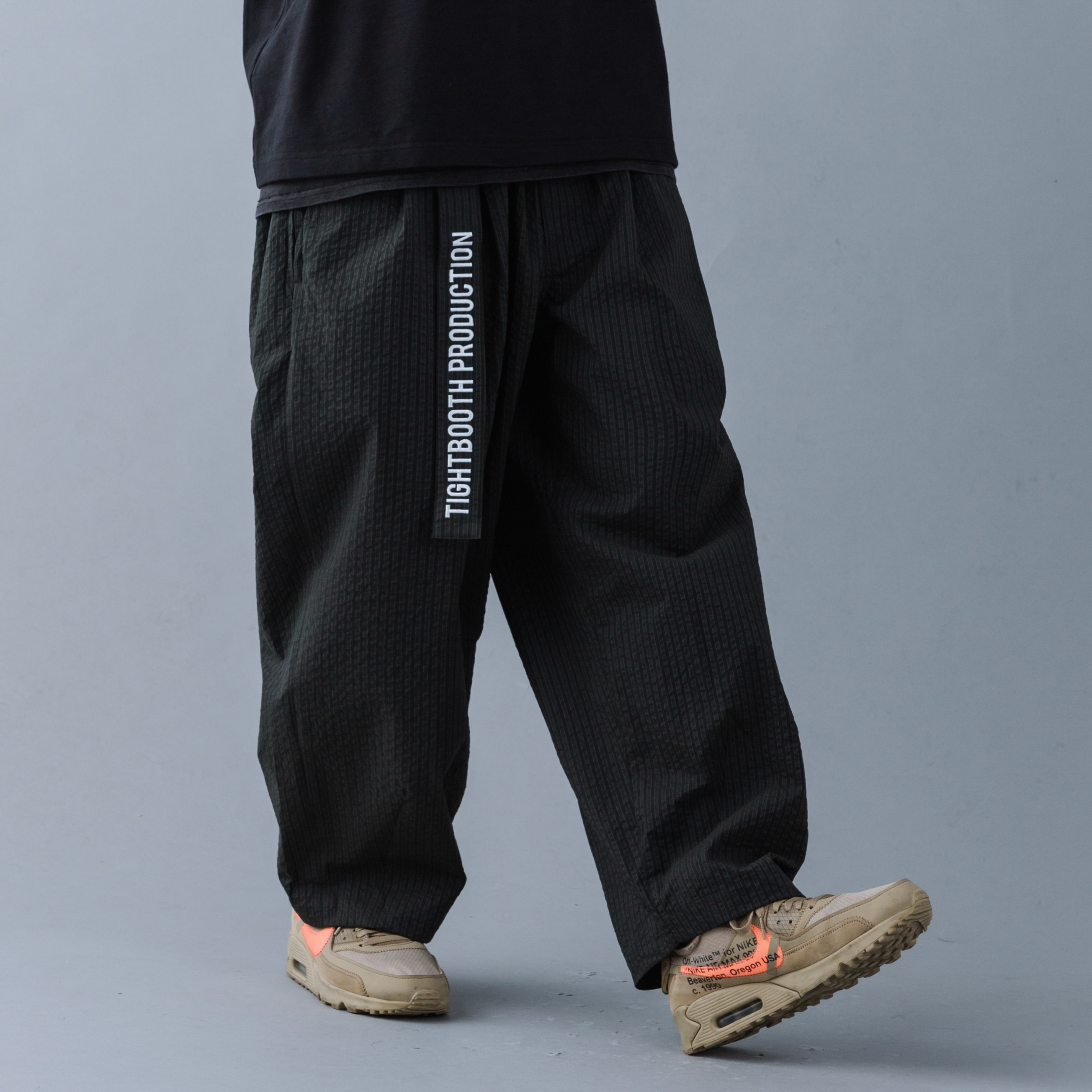 マルチボーダーシリーズ tightbooth SUCKER STRIPE BAGGY SLACKS bk