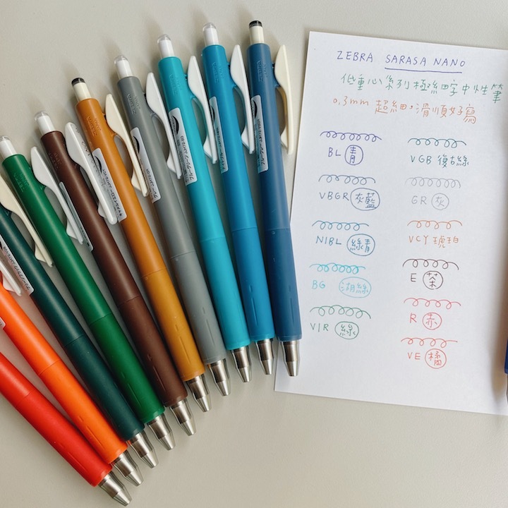 ZEBRA SARASA NANO (低重心系列）0.3 極細中性筆