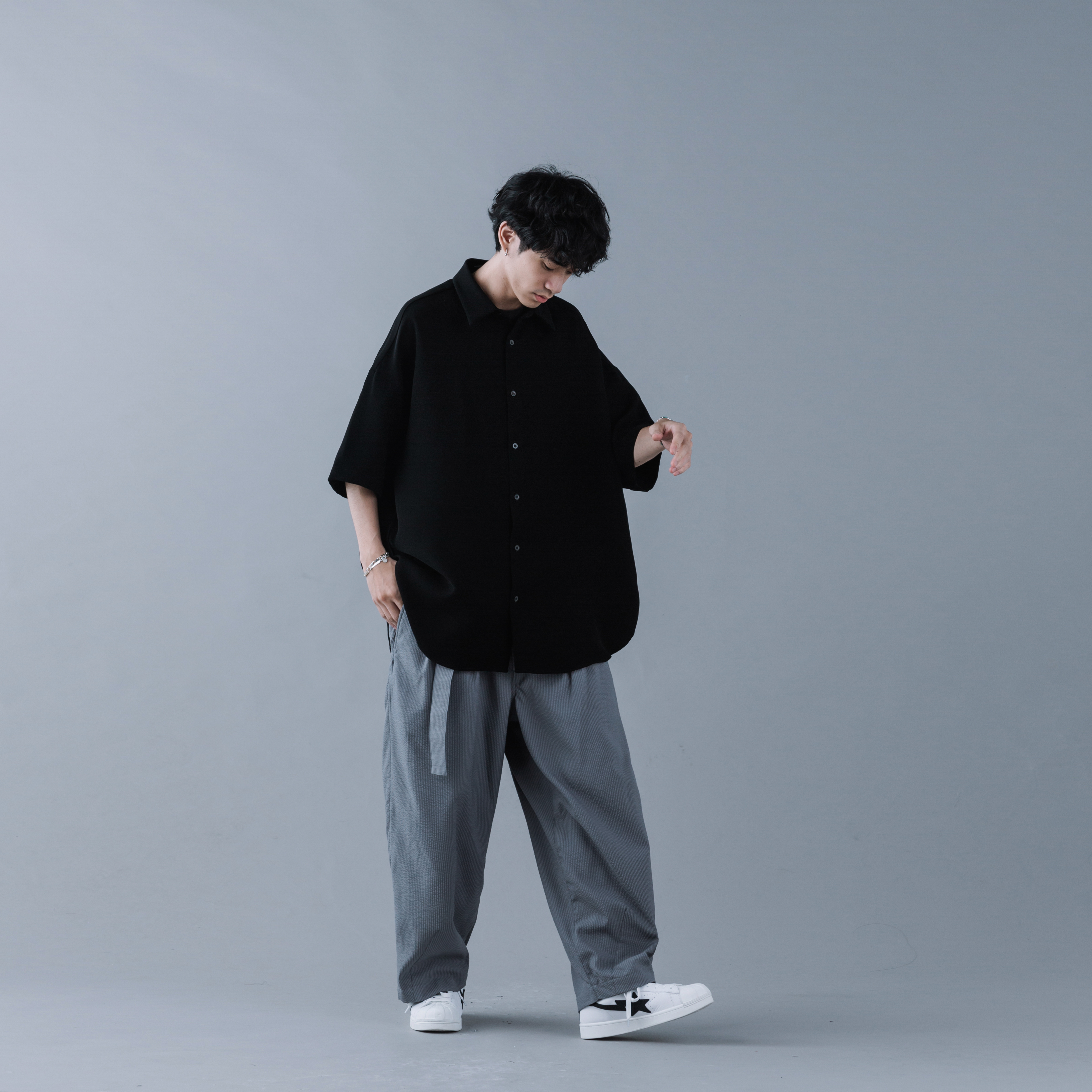 tightbooth SUCKER STRIPE BAGGY SLACKS bk - www.top4all.pl