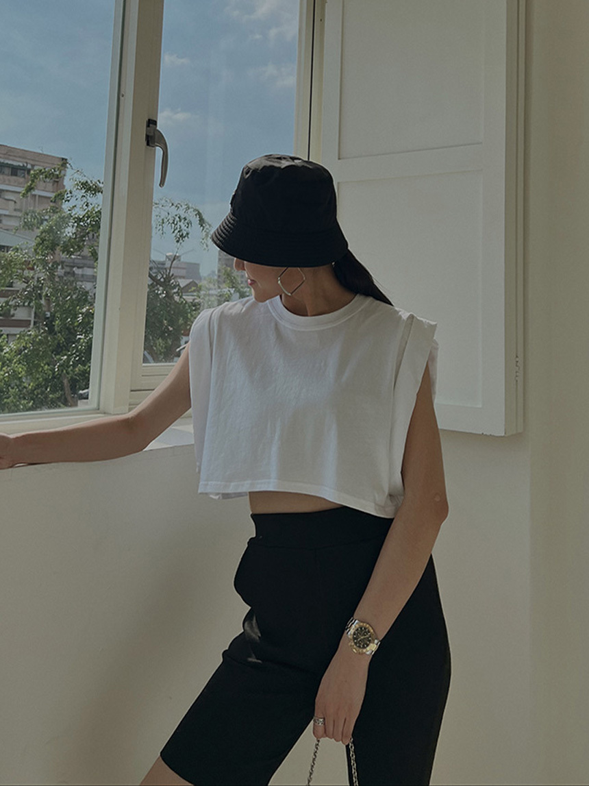 高磅反折短版飛飛袖歐美背心*2色