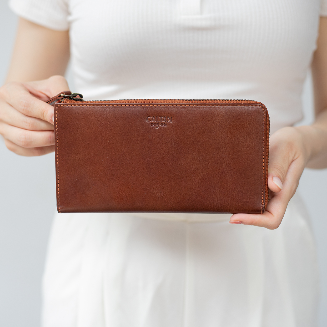 【招財母錢包💰】真皮L型拉鍊簡約長夾-六色(072695)