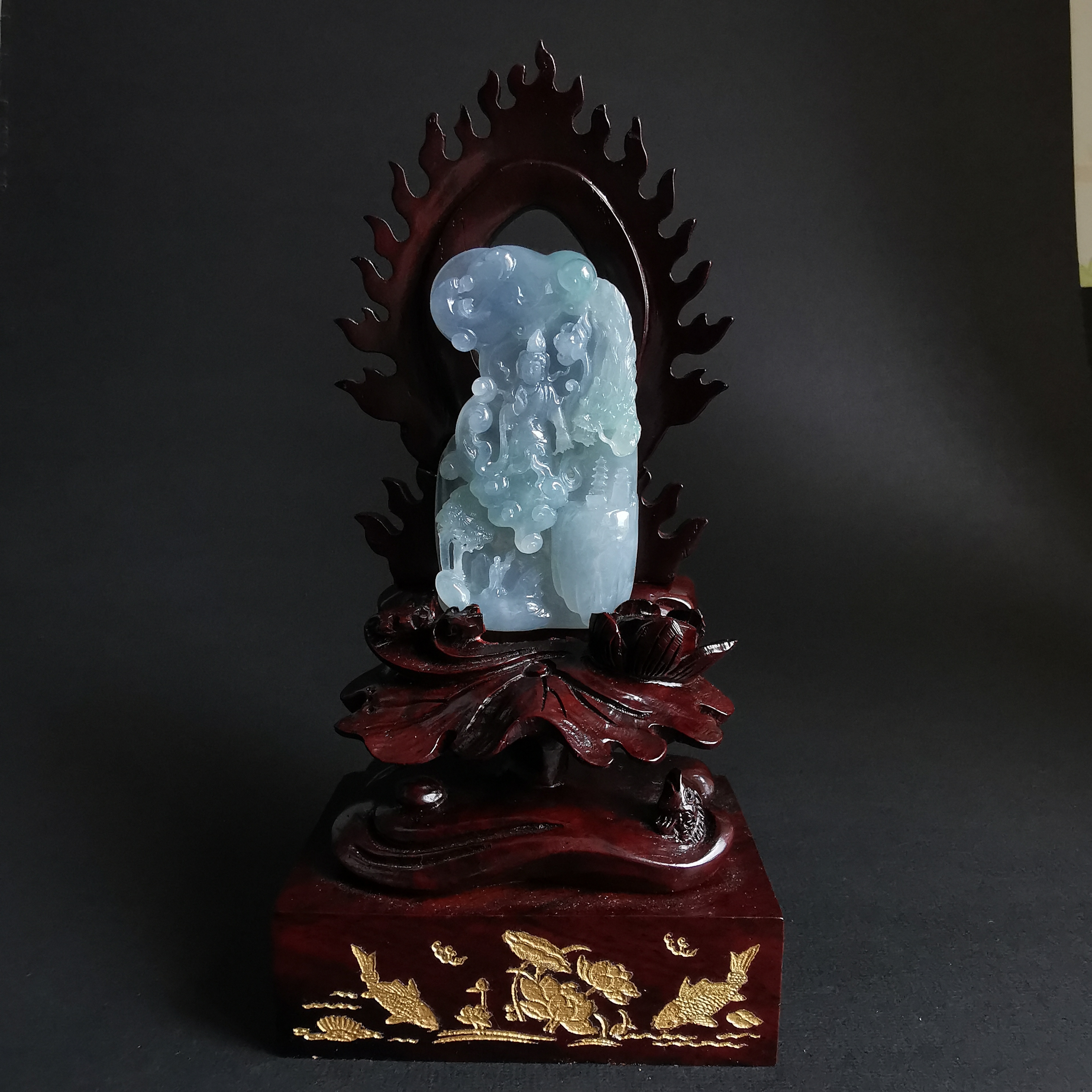 J2039 心誠則靈御龍觀音擺件