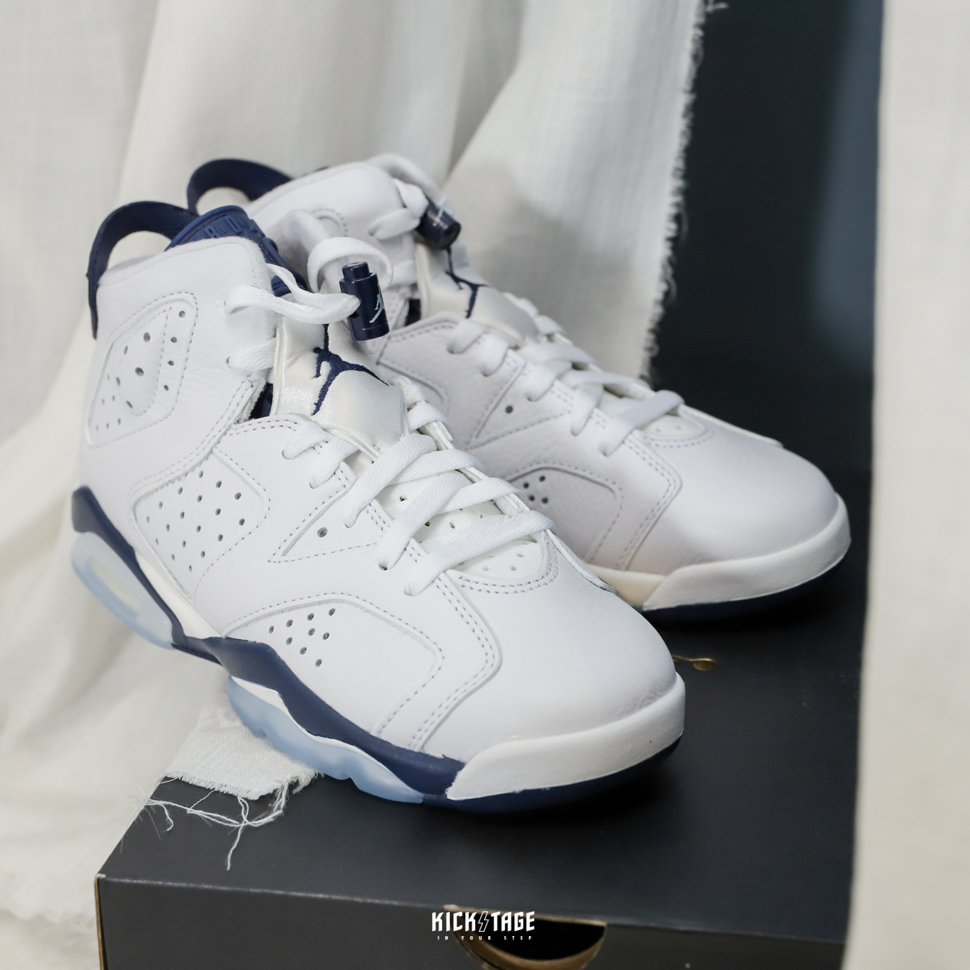 女鞋大童尺寸NIKE AIR JORDAN 6 GS Midnight Navy AJ6 午夜藍白