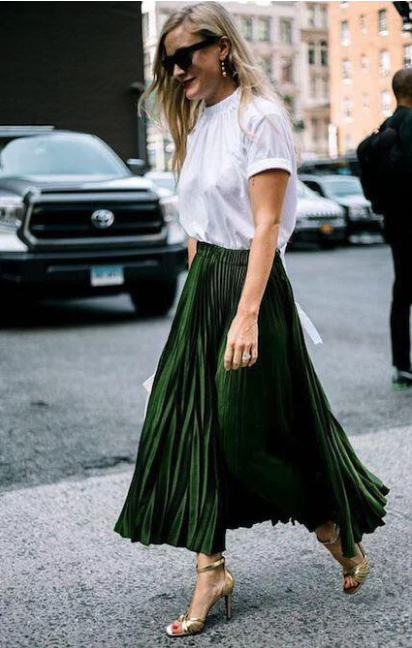 金屬色百褶裙（香港地區／順豐到付）