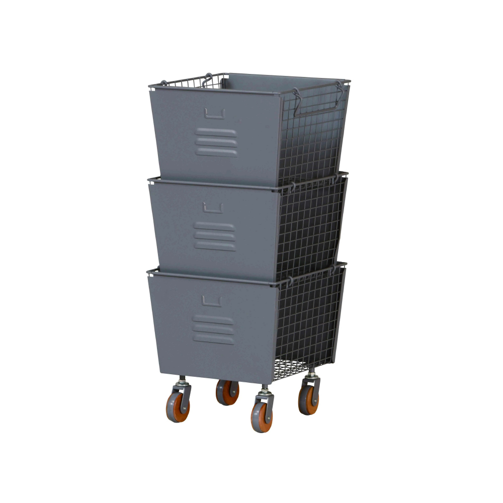 【日本KOEKI】北歐風自由組合三層收納籃 LIV-3SB（GR）