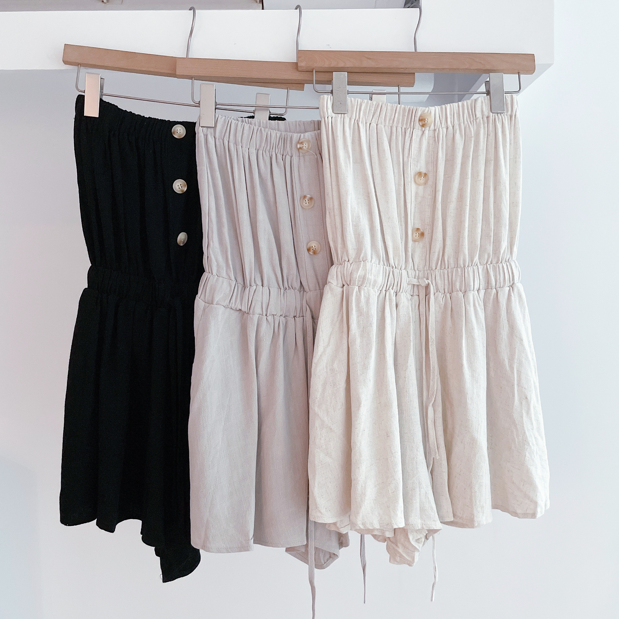 現貨🚚悠遊渡假休閒單排扣棉麻連身褲💕共4色