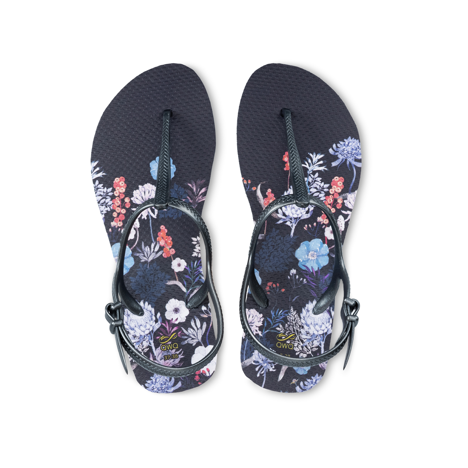 露台上的波麗-帝王開普敦- 女款綁帶T字涼鞋 曜石黑 腳型修長款