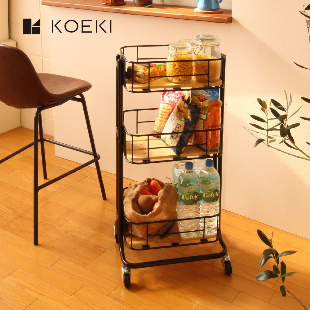 【日本KOEKI】工業風三層收納推車 BCW-440（BK）