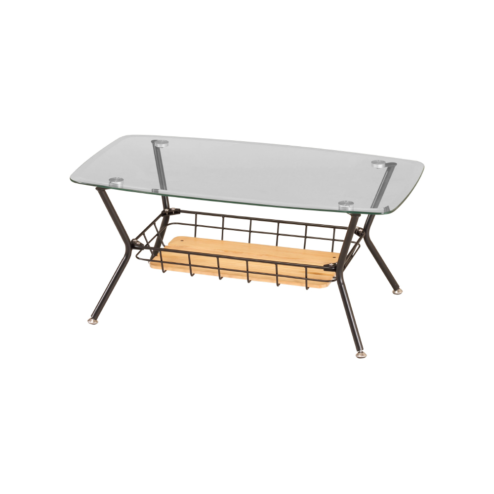 【日本KOEKI】工業風收納玻璃茶几 BCT-900（BK）