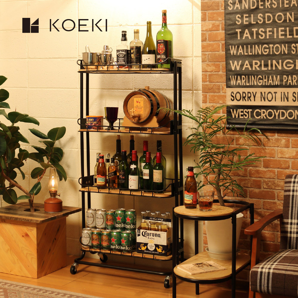 【日本KOEKI】工業風四層收納推車 BCR-640（BK）