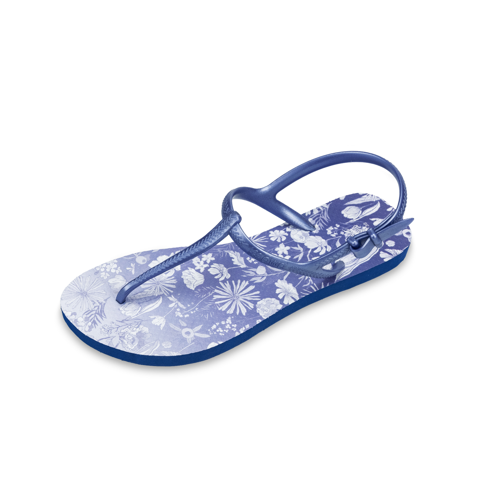 露台上的波麗-復古琉璃紺- 女款綁帶T字涼鞋 藏青藍 腳型修長款