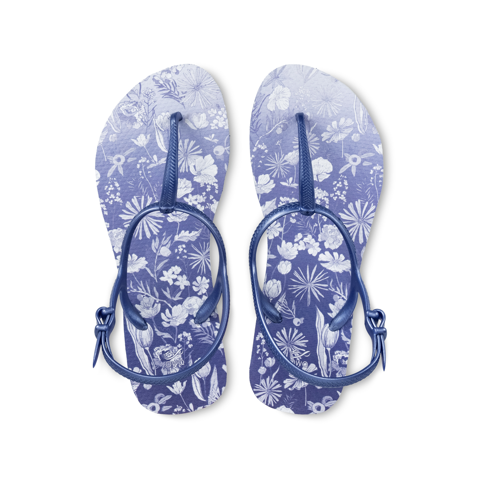 露台上的波麗-復古琉璃紺- 女款綁帶T字涼鞋 藏青藍 腳型修長款