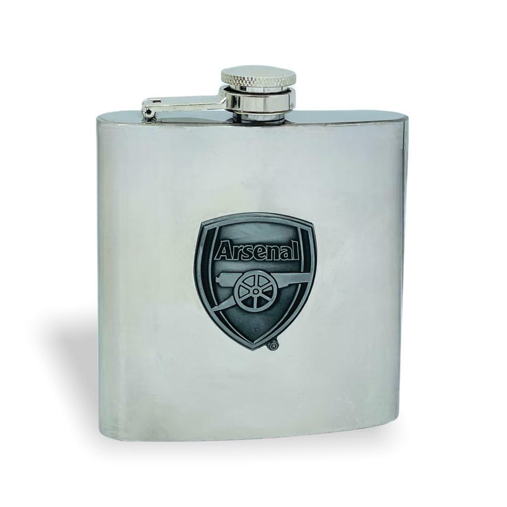 阿仙奴銀色會徽金屬酒壺