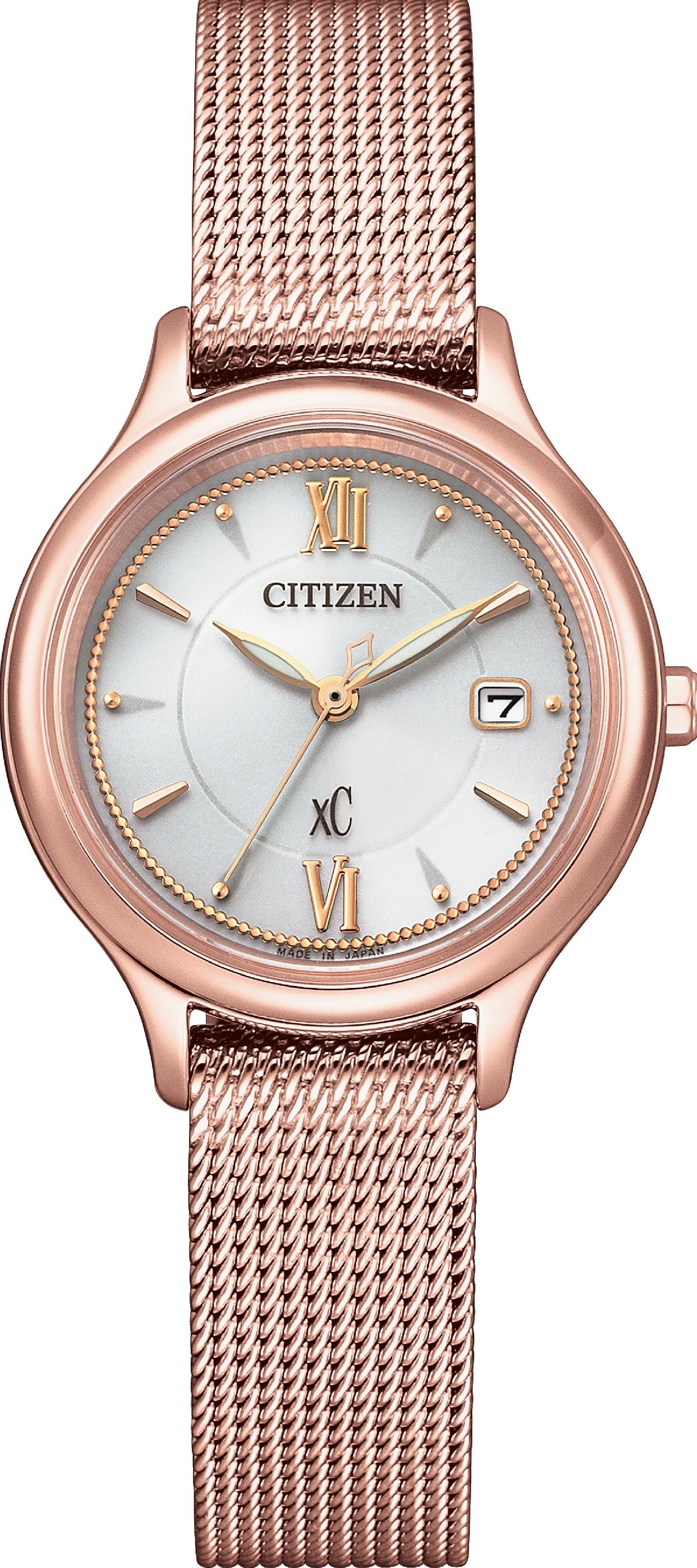 萬年鐘錶 - Citizen 星辰錶  XC   亞洲限定版玫瑰金光動能女錶   EW2637-59A  錶徑28MM