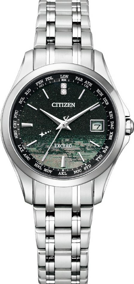 萬年鐘錶 - Citizen 星辰錶  EXCEED 系列 冬夜流星面盤鈦金屬光動能電波萬年曆女錶  EC1120-59F  錶徑29.2MM