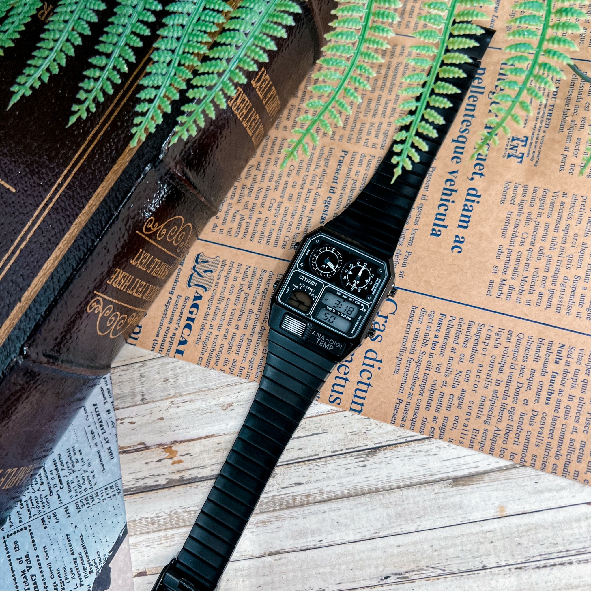 【CITIZEN 星辰】金屬復刻數位雙顯腕錶 JG2105-93E 32.5mm  現代鐘錶