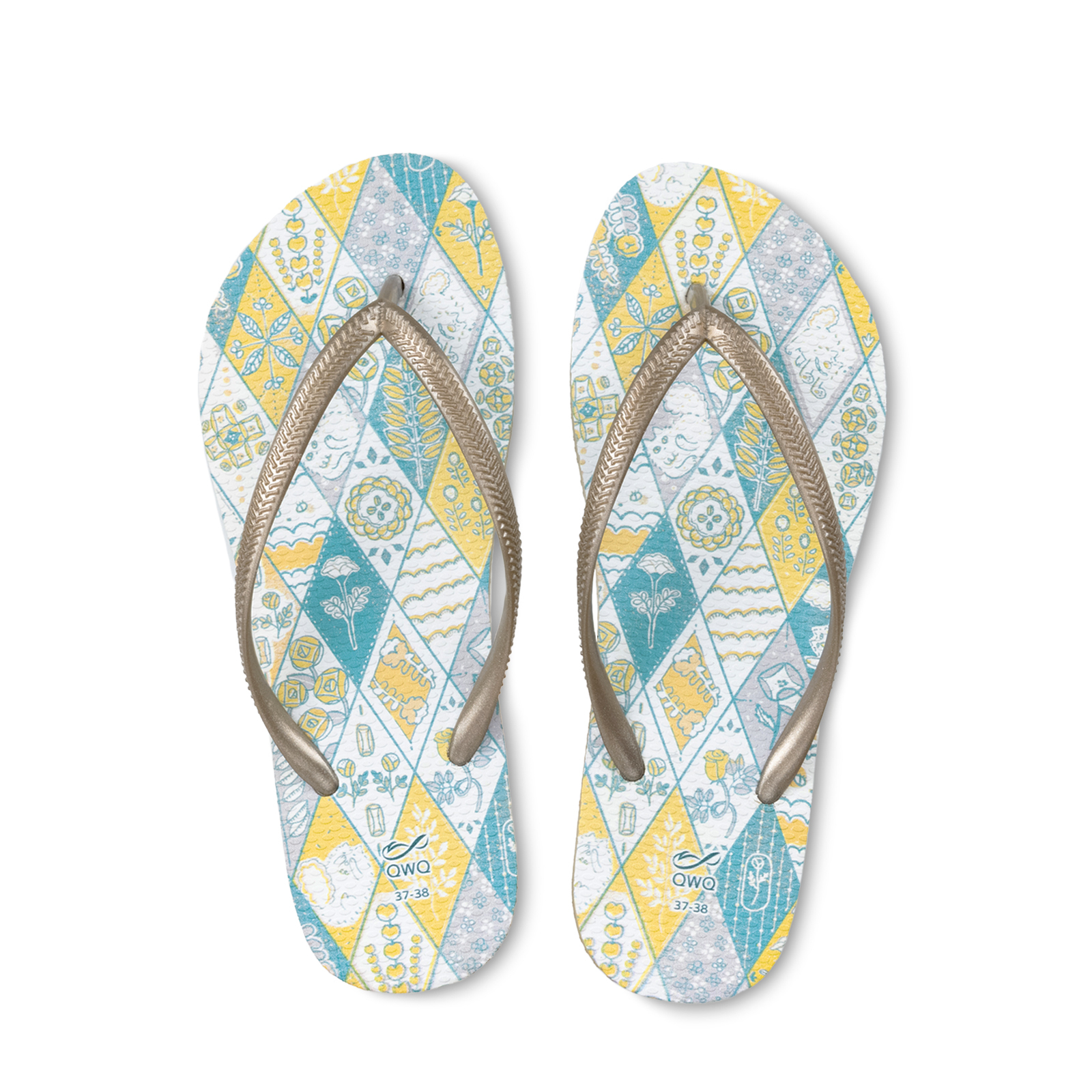 露台上的波麗-谷津玫瑰園 女款細帶人字夾腳拖鞋 沙金色