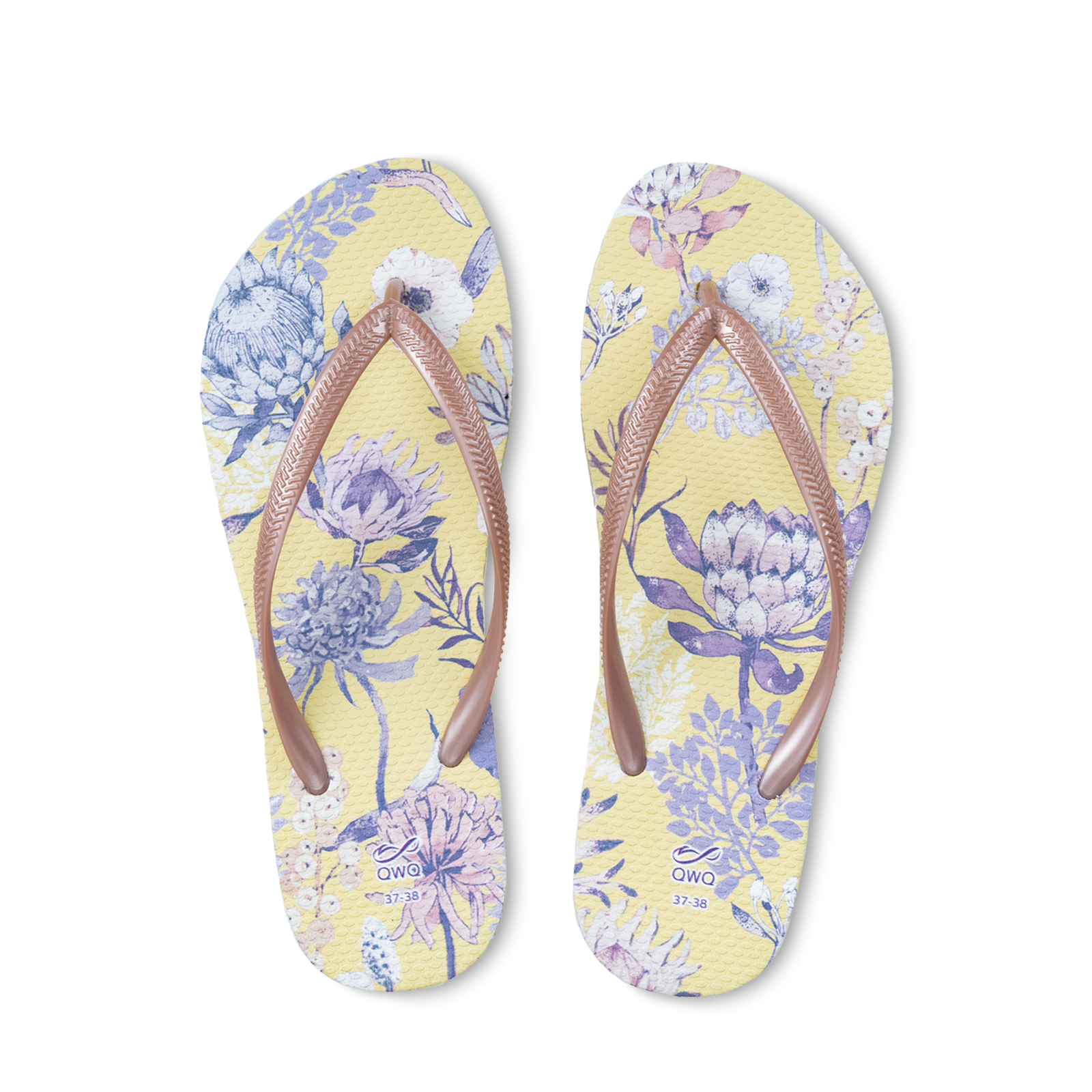 露台上的波麗-皇后普蒂亞 女款細帶人字夾腳拖鞋 沙金