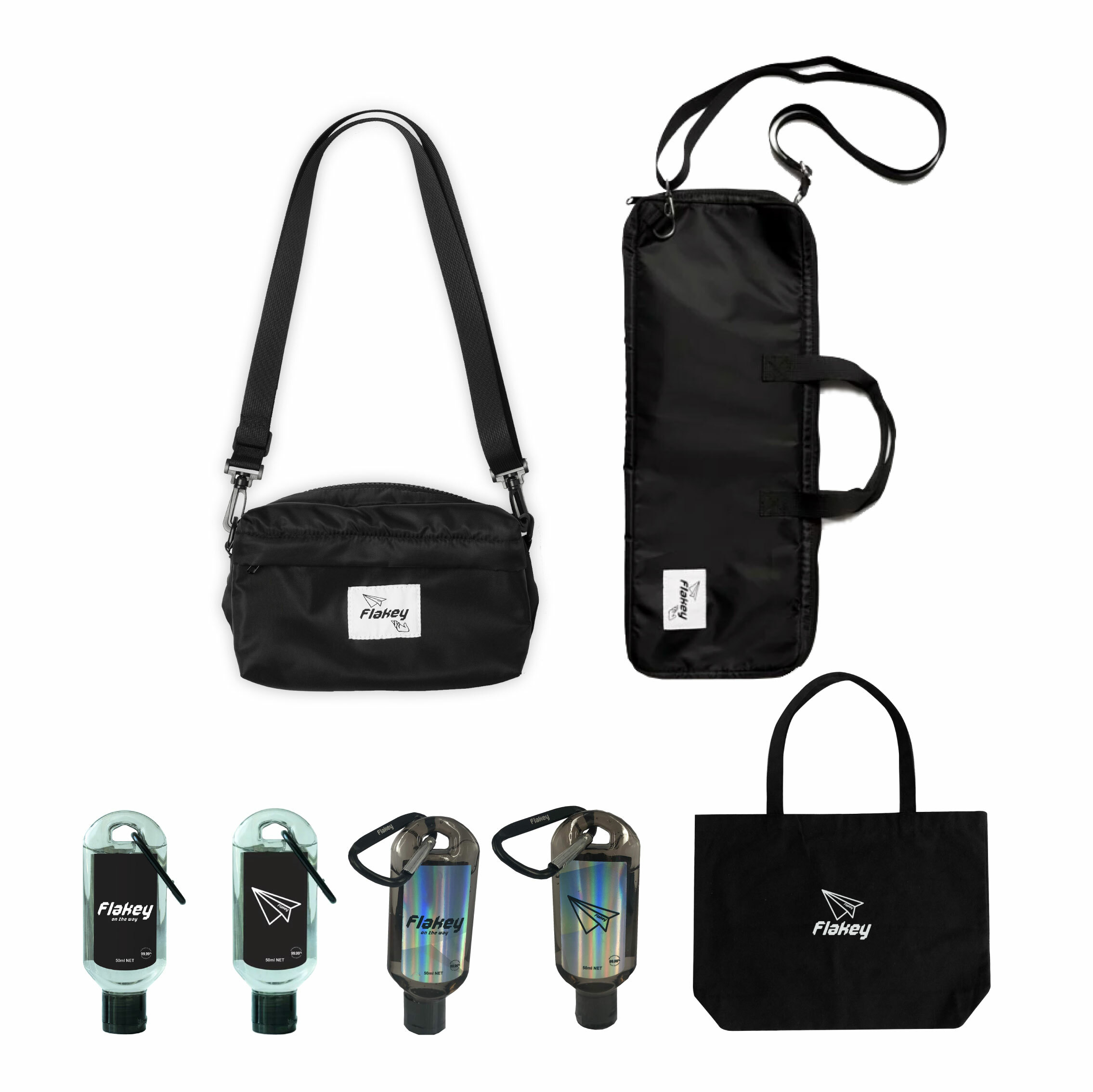FLAKEY 雙袋限定禮盒裝 (玄黑手幅袋 + 玄黑/灰裡斜孭袋)