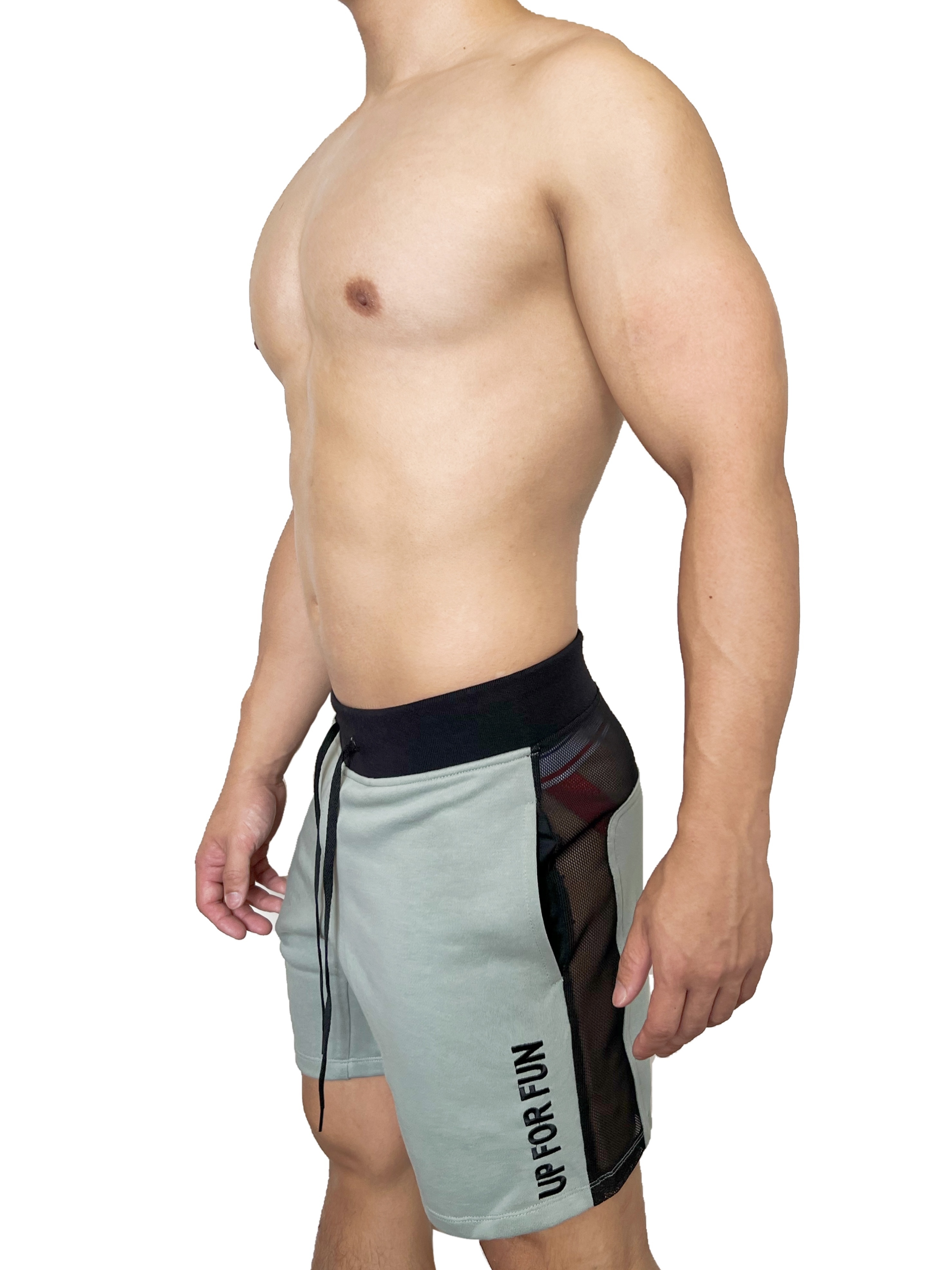 熱賣回歸 - UP For Fun 棉短褲 龍舌蘭綠/透視黑