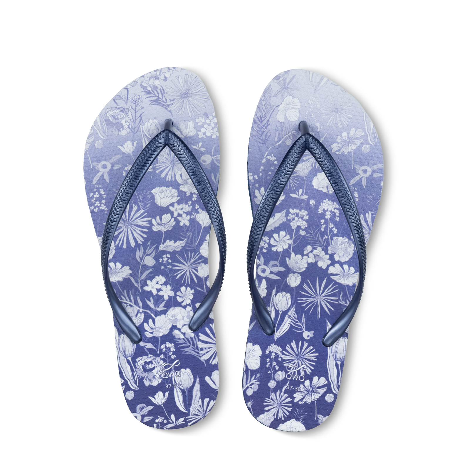 露台上的波麗-復古琉璃紺 女款細帶人字夾腳拖鞋 藏青色