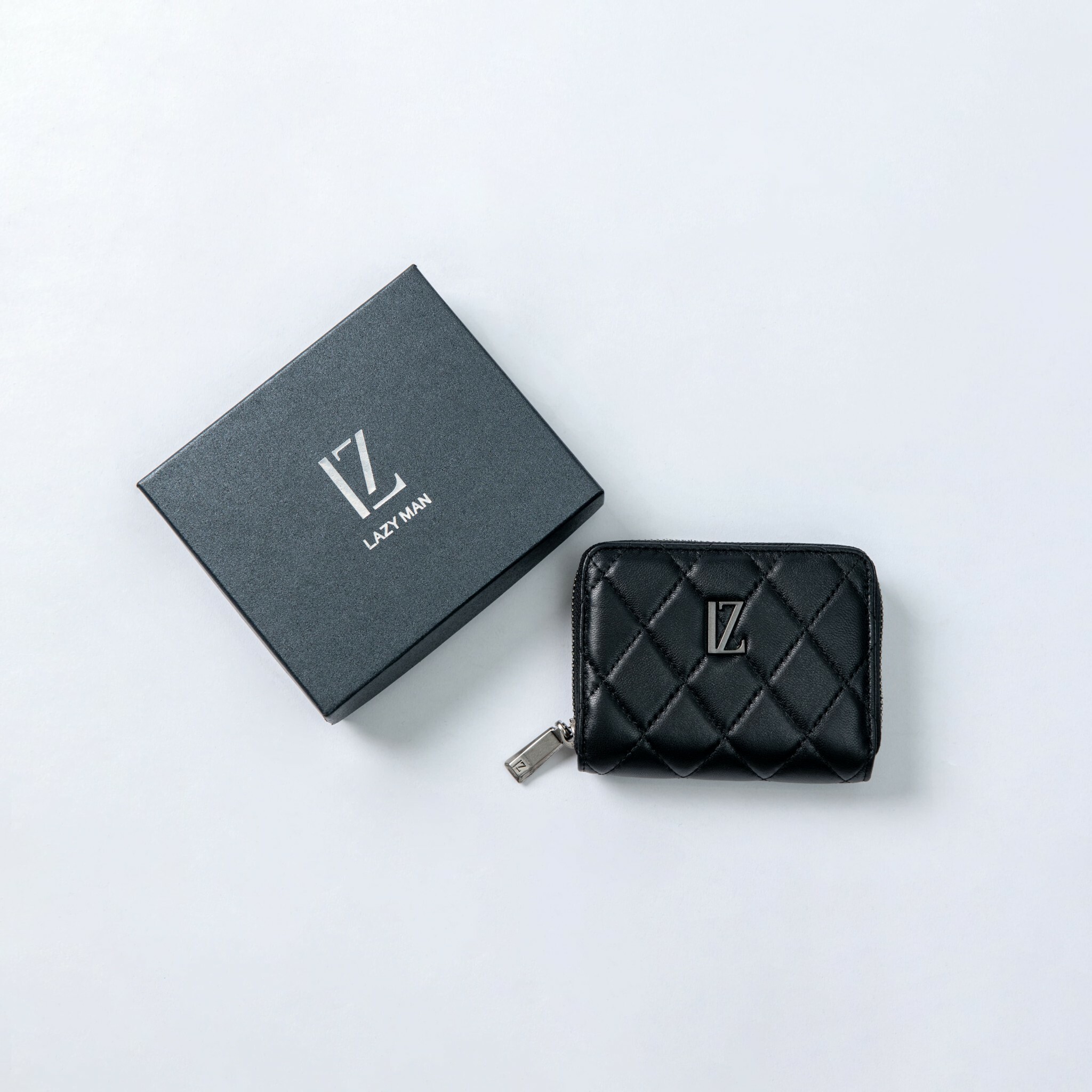 Lazy Man菱格紋小夾零錢包