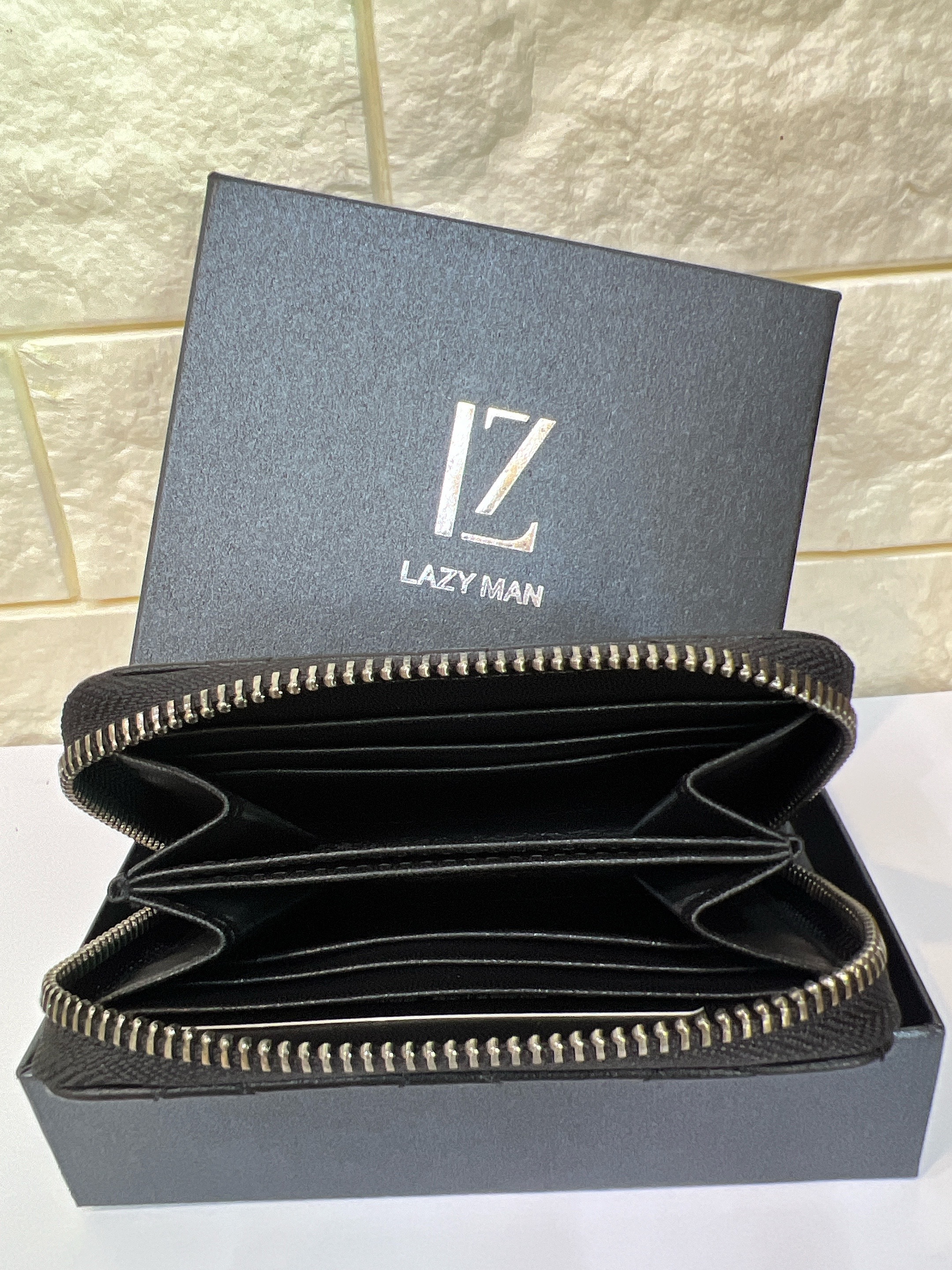 Lazy Man菱格紋小夾零錢包