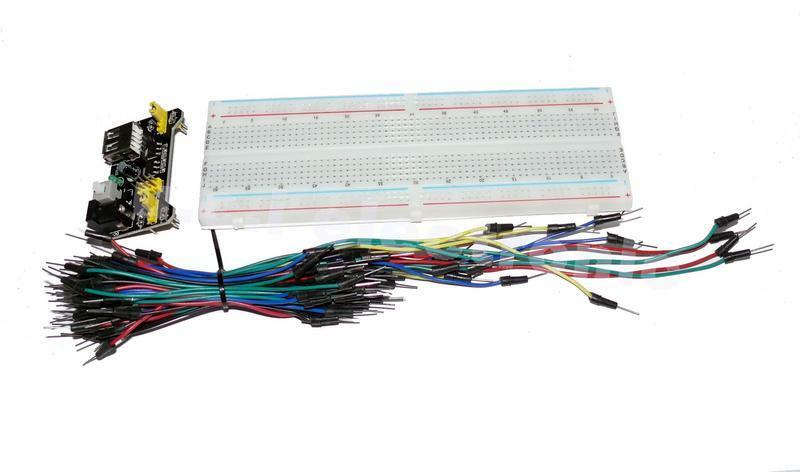 【UCI電子】 830孔 麵包板 + 麵包板專用電源模組 + 65條麵包板連接線 紮線 三件套