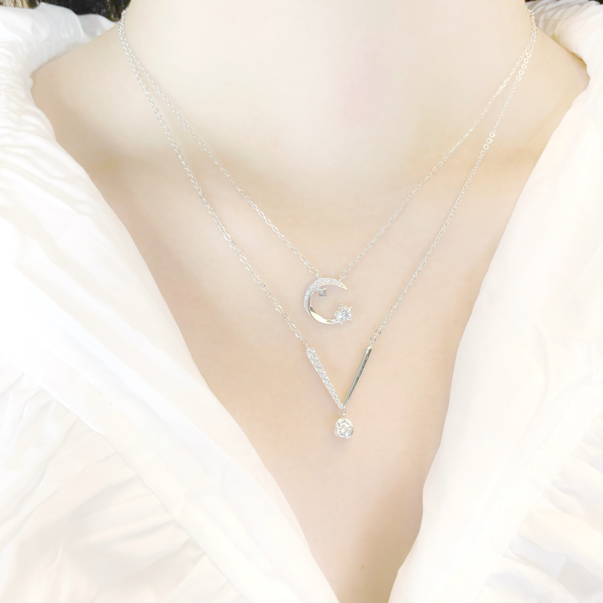 | 925 Silver・ White Gold  | Getting Close With Each Other Necklace | NE0600 |