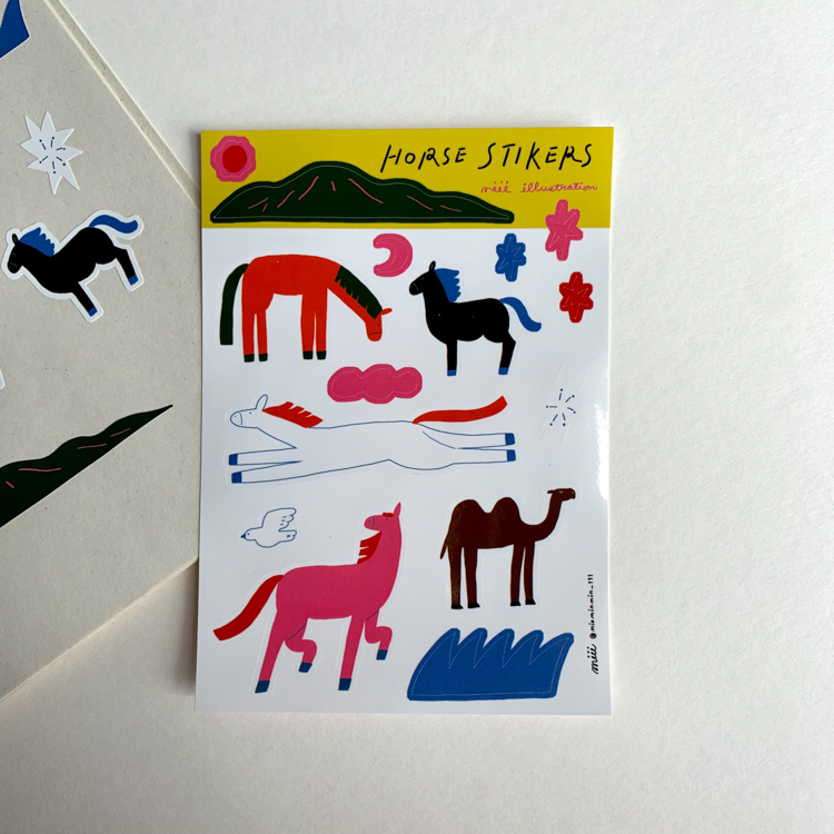 miii｜亮膜貼紙｜彩色馬兒