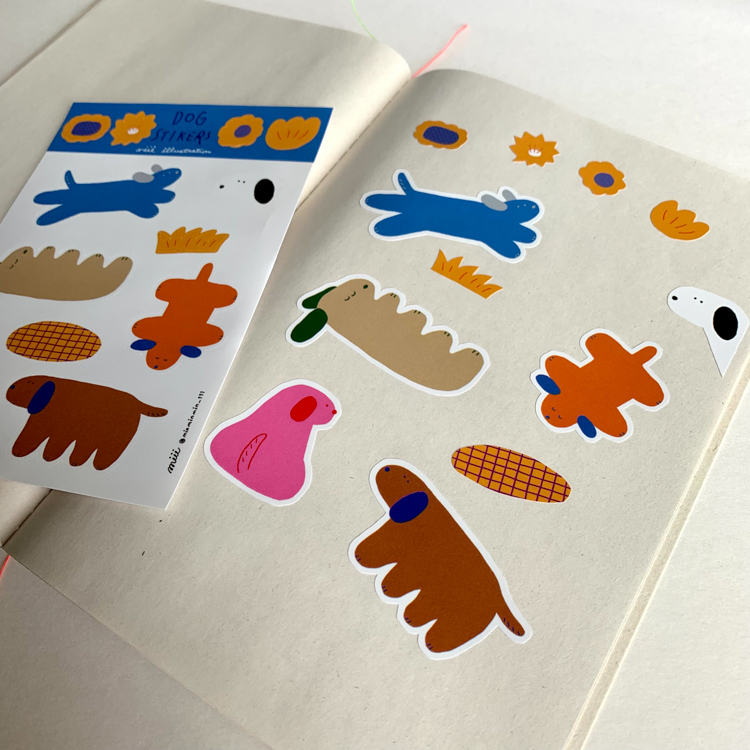 miii｜亮膜貼紙｜彩色狗狗