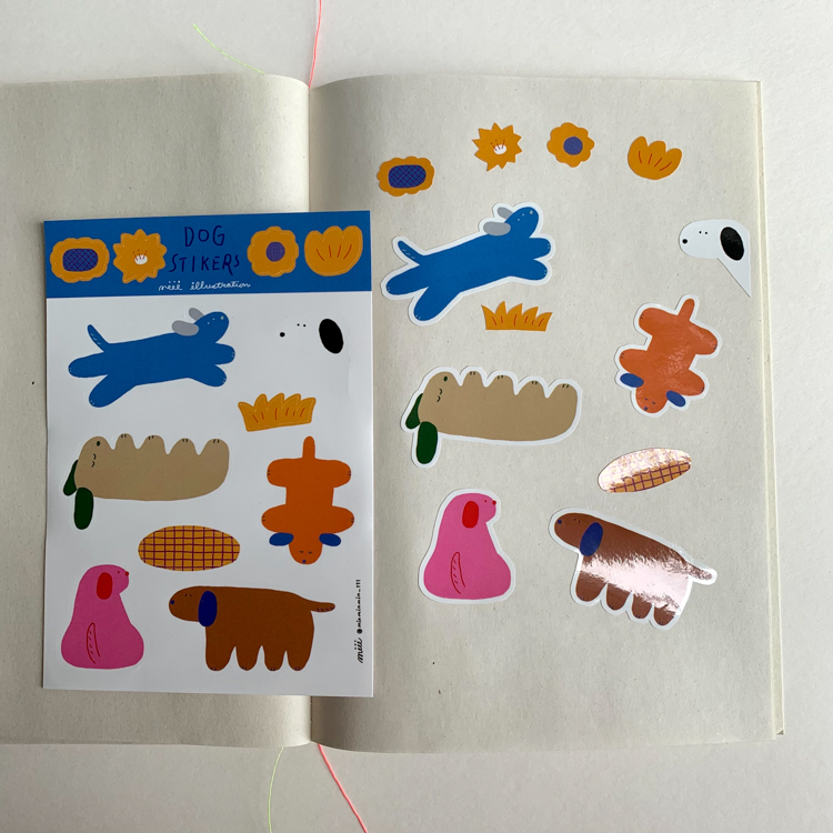 miii｜亮膜貼紙｜彩色狗狗