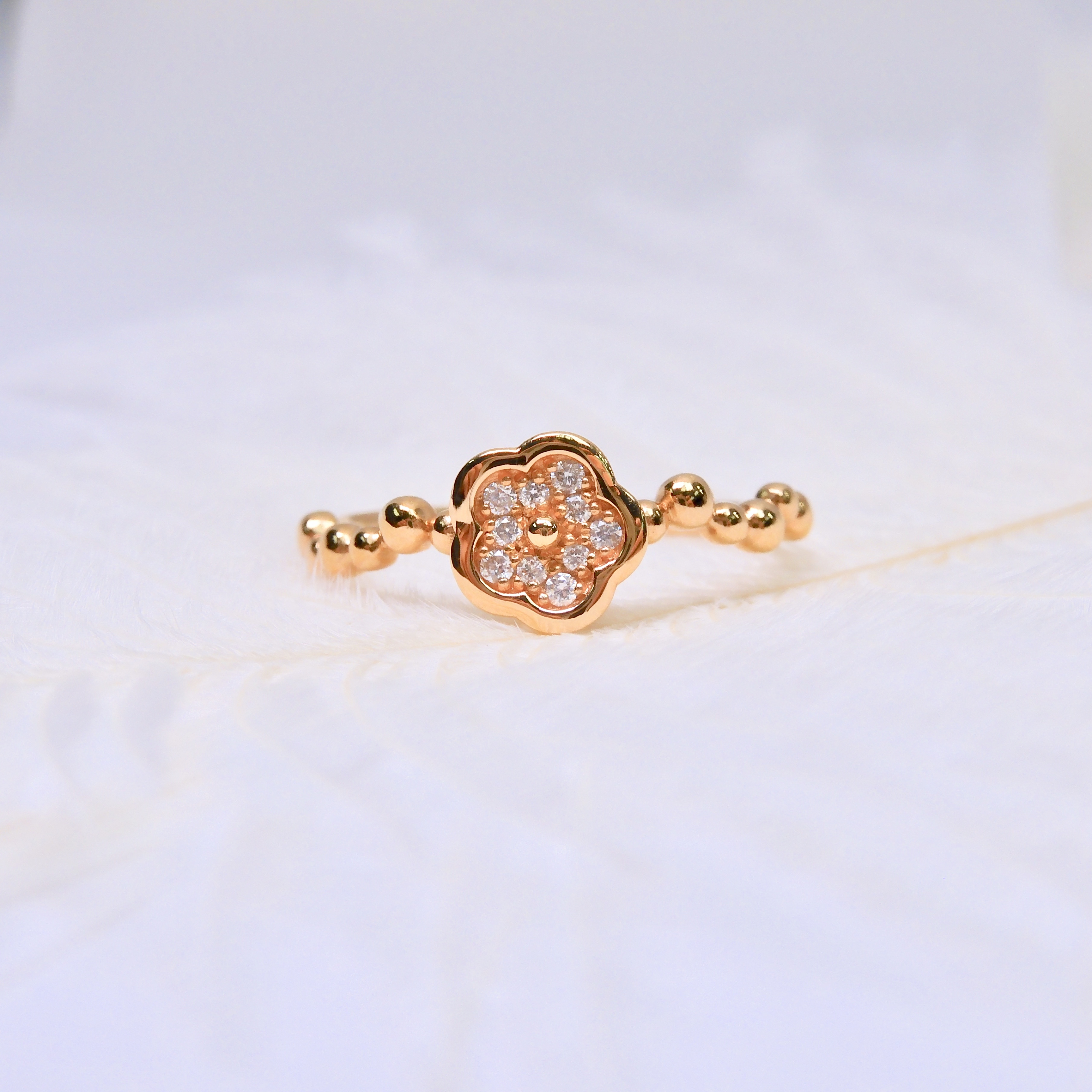 18K 玫瑰金 0.075ct 鑽石戒指