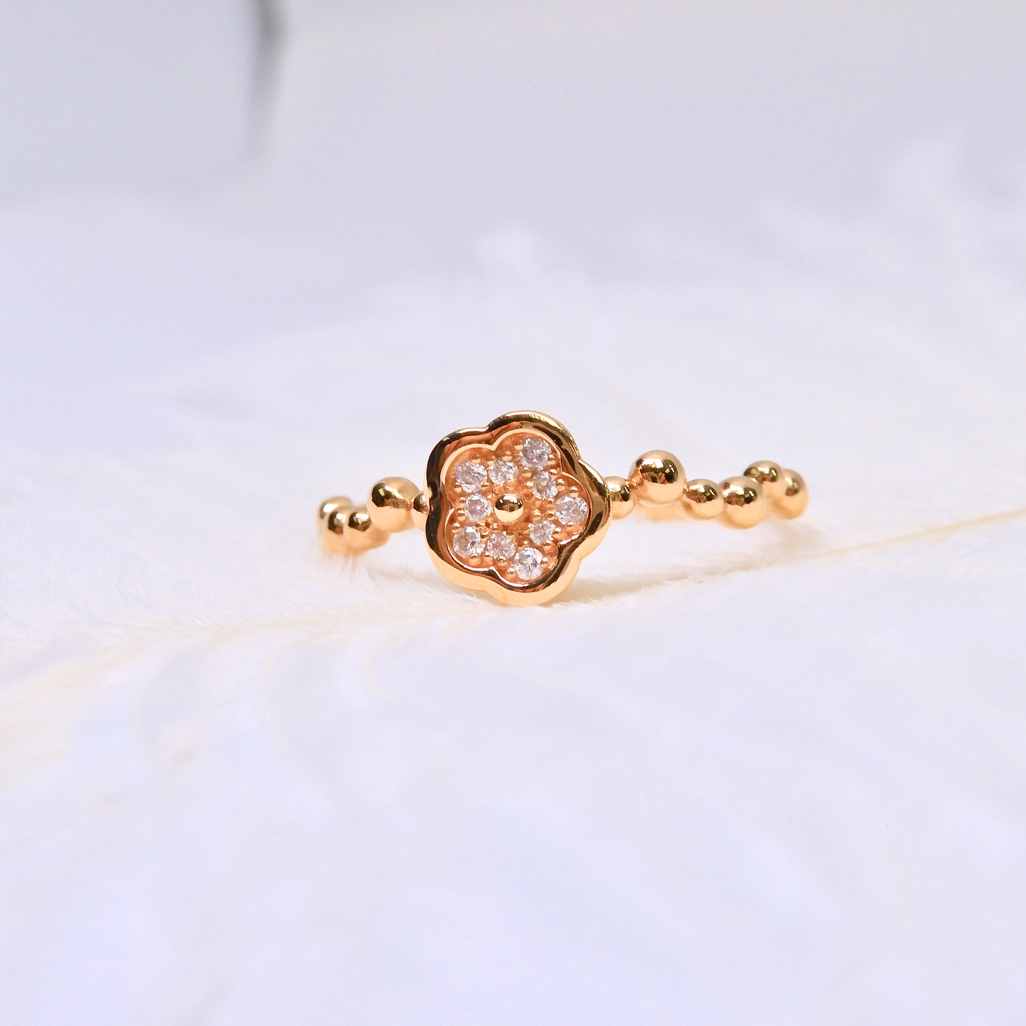 18K Rose Gold 0.075ct Diamond Ring