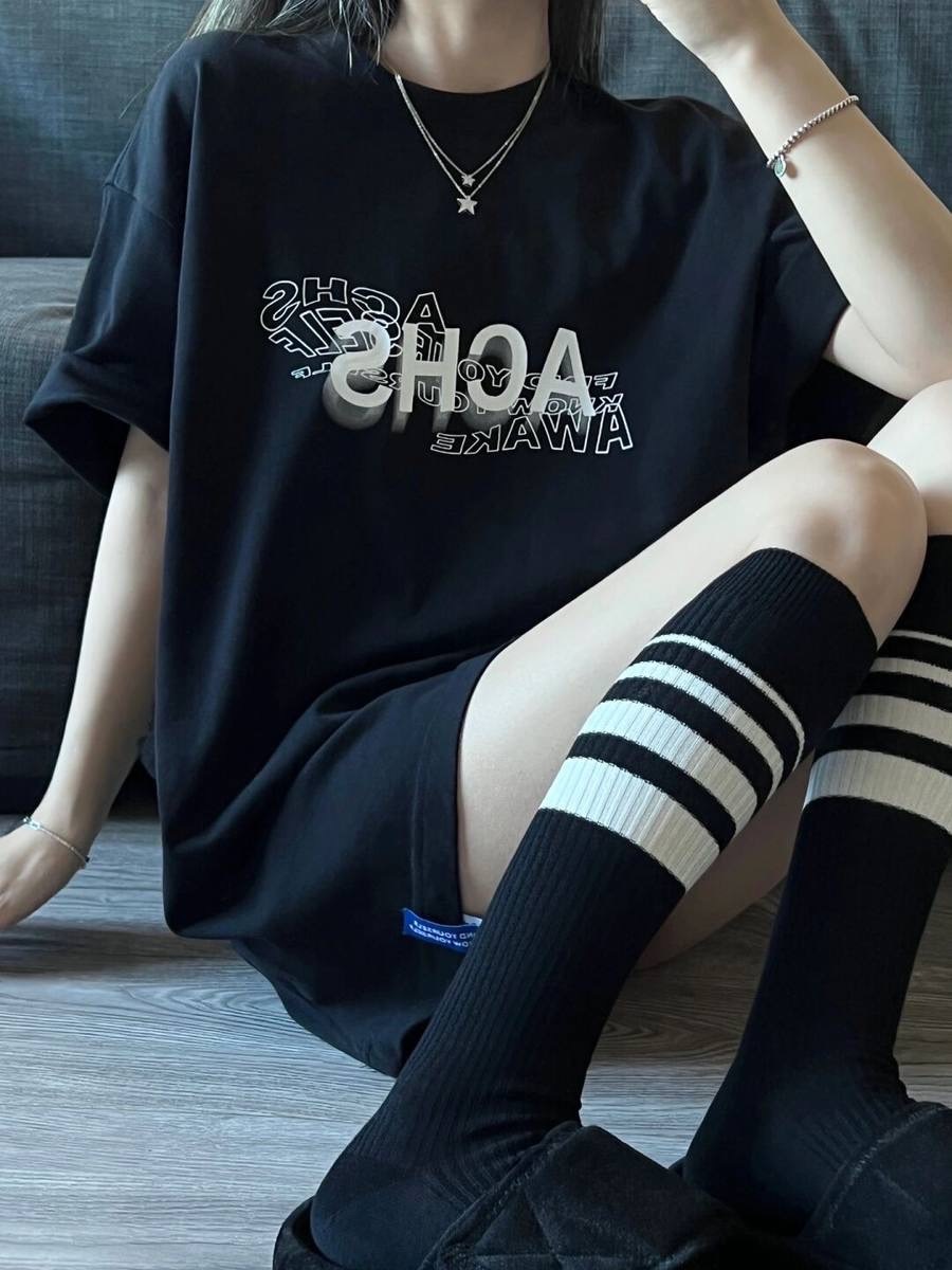 美式復古 圓領 字體 煙霧愛心 短T