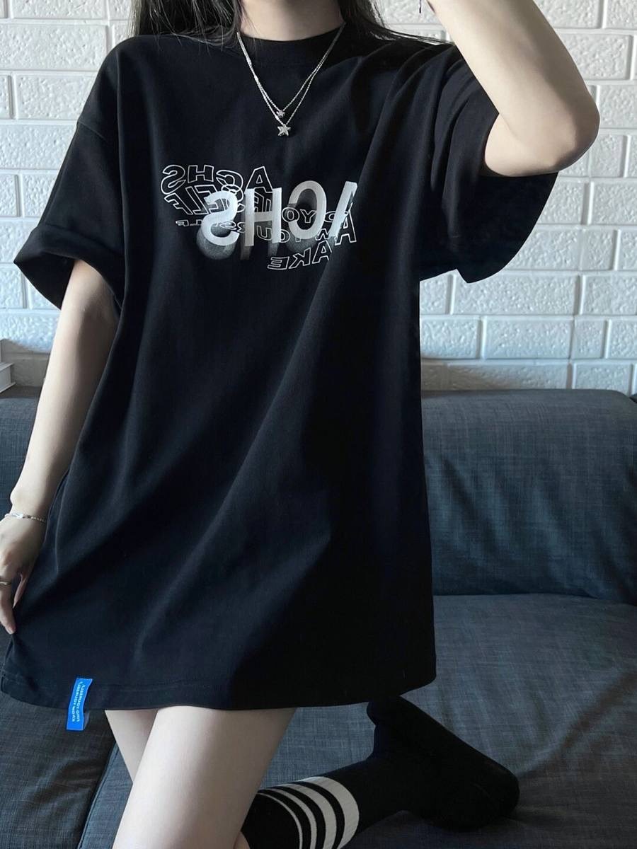 美式復古 圓領 字體 煙霧愛心 短T