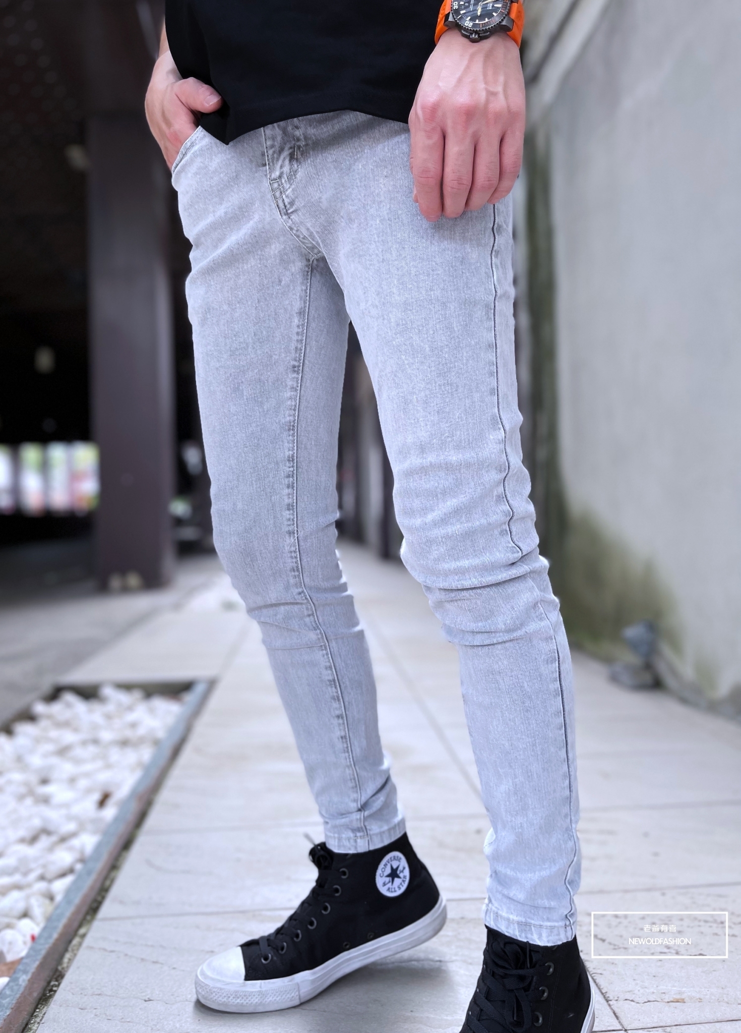 『新品上市』重磅淺灰白素色小直筒褲(NOF2204991)